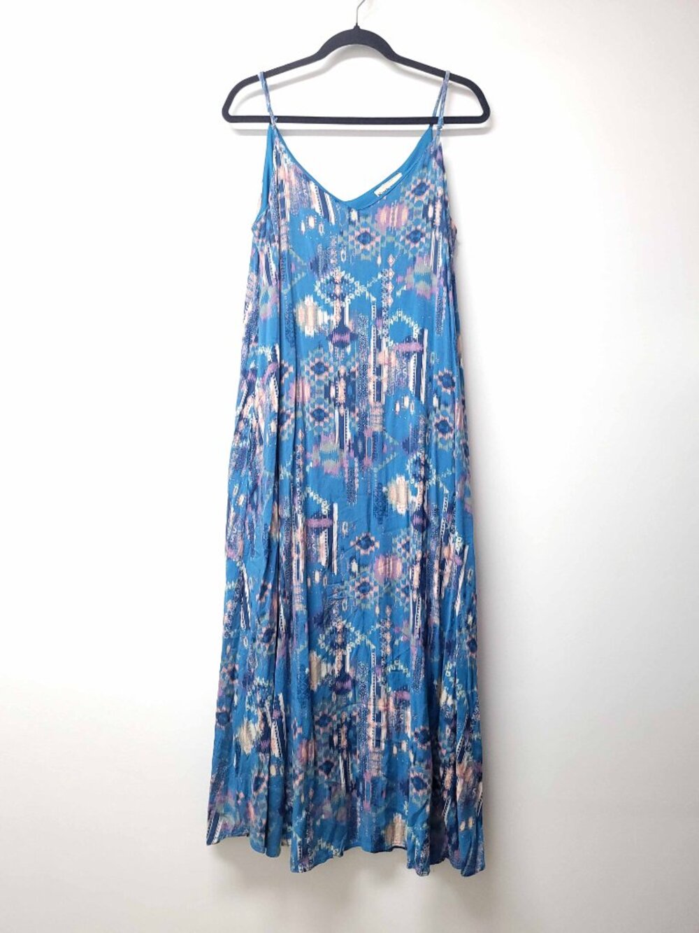 Savanna Jane Womens Boho Sleeveless V Neck Maxi Dress Size S Multicolor